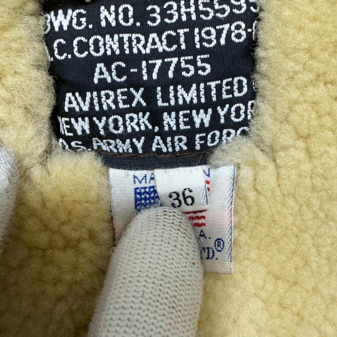 アヴィレックス　B-3 フライトジャケット　ムートン　ブラウン　36