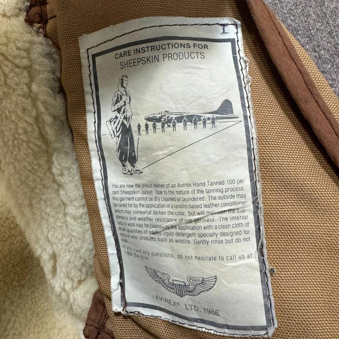 アヴィレックス　B-3 フライトジャケット　ムートン　ブラウン　36