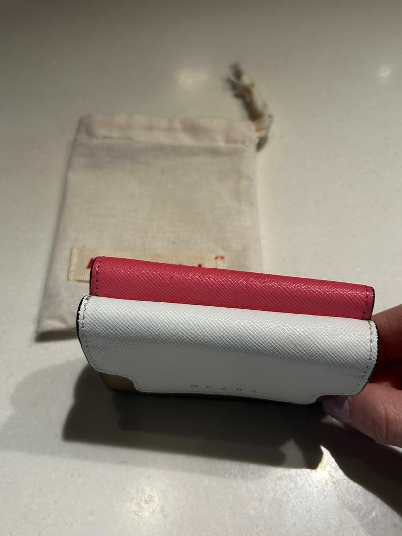 MARNI 三つ折り財布 ホワイト/ブラウン/ピンク