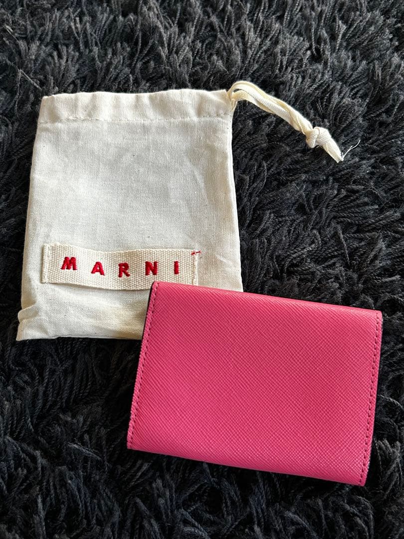 MARNI 三つ折り財布 ホワイト/ブラウン/ピンク