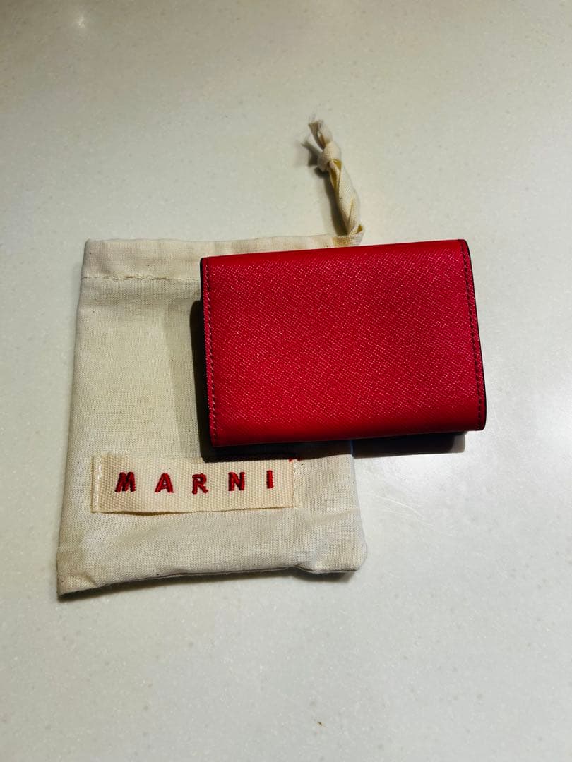 MARNI 三つ折り財布 ホワイト/ブラウン/ピンク