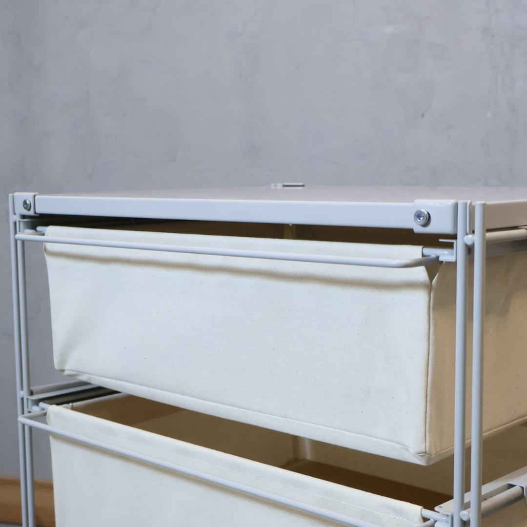 無印良品 MUJI スチール4段 帆布バスケット付き ユニットシェルフ チェスト