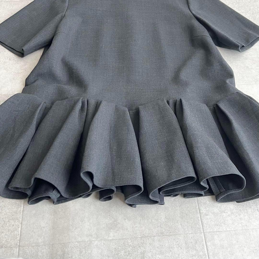 近年✨23区 R ウールダブルクロス ラッフルブラウス グレー S相当