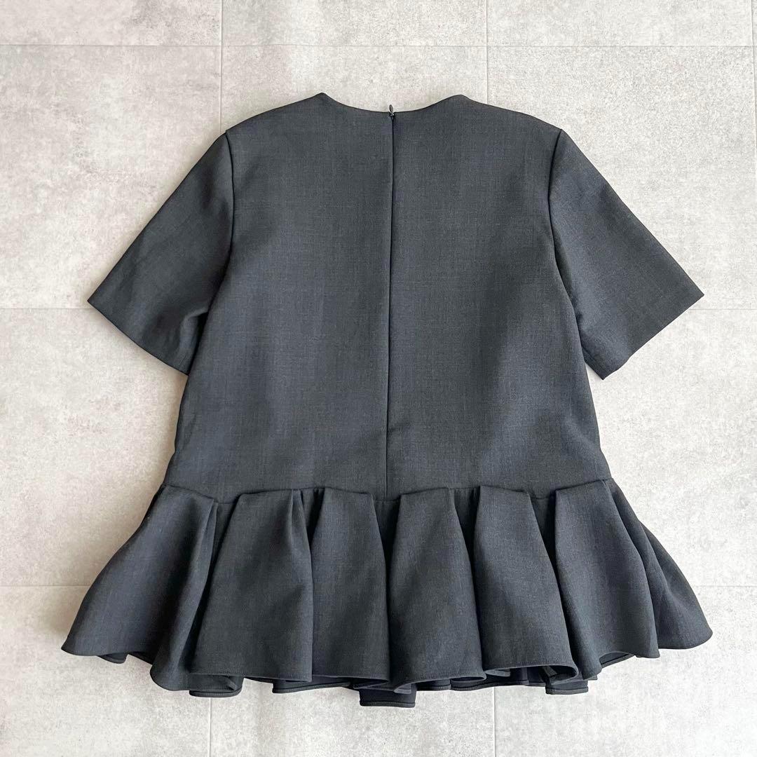 近年✨23区 R ウールダブルクロス ラッフルブラウス グレー S相当