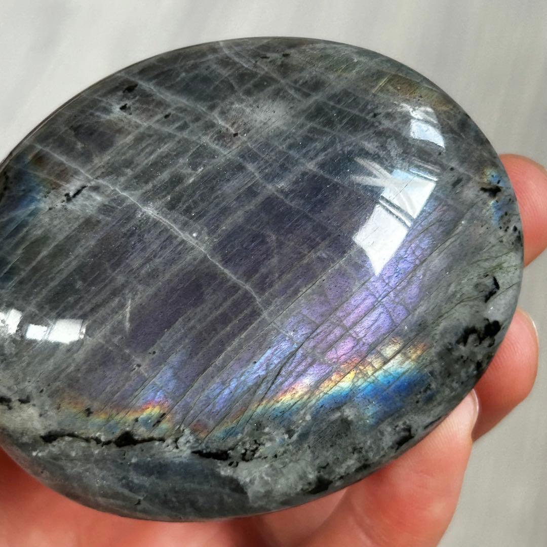 レア　シルバー　パープル　レインボー　素敵シラー　ラブラドライト　パーム129g