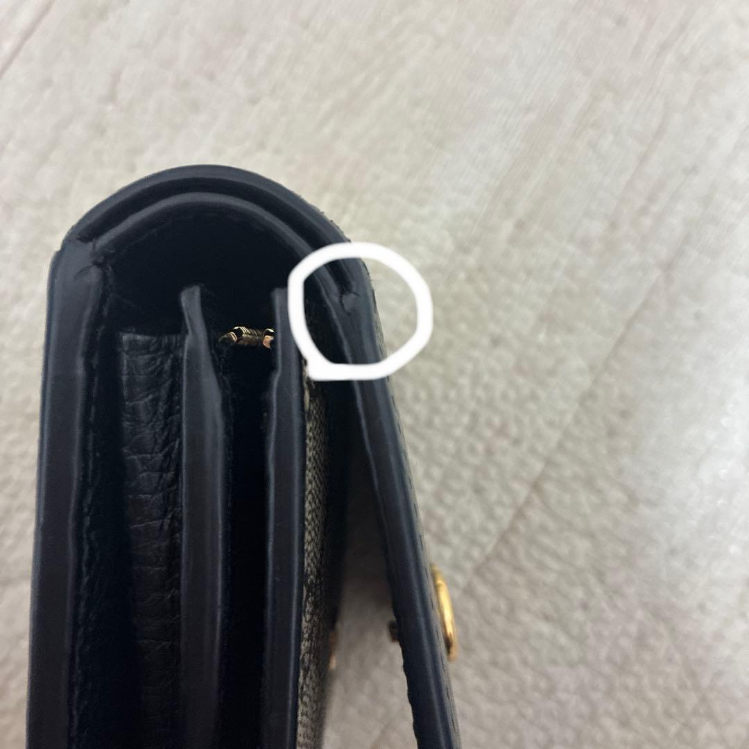 GUCCI 二つ折り財布 黒 ベージュ マーモント