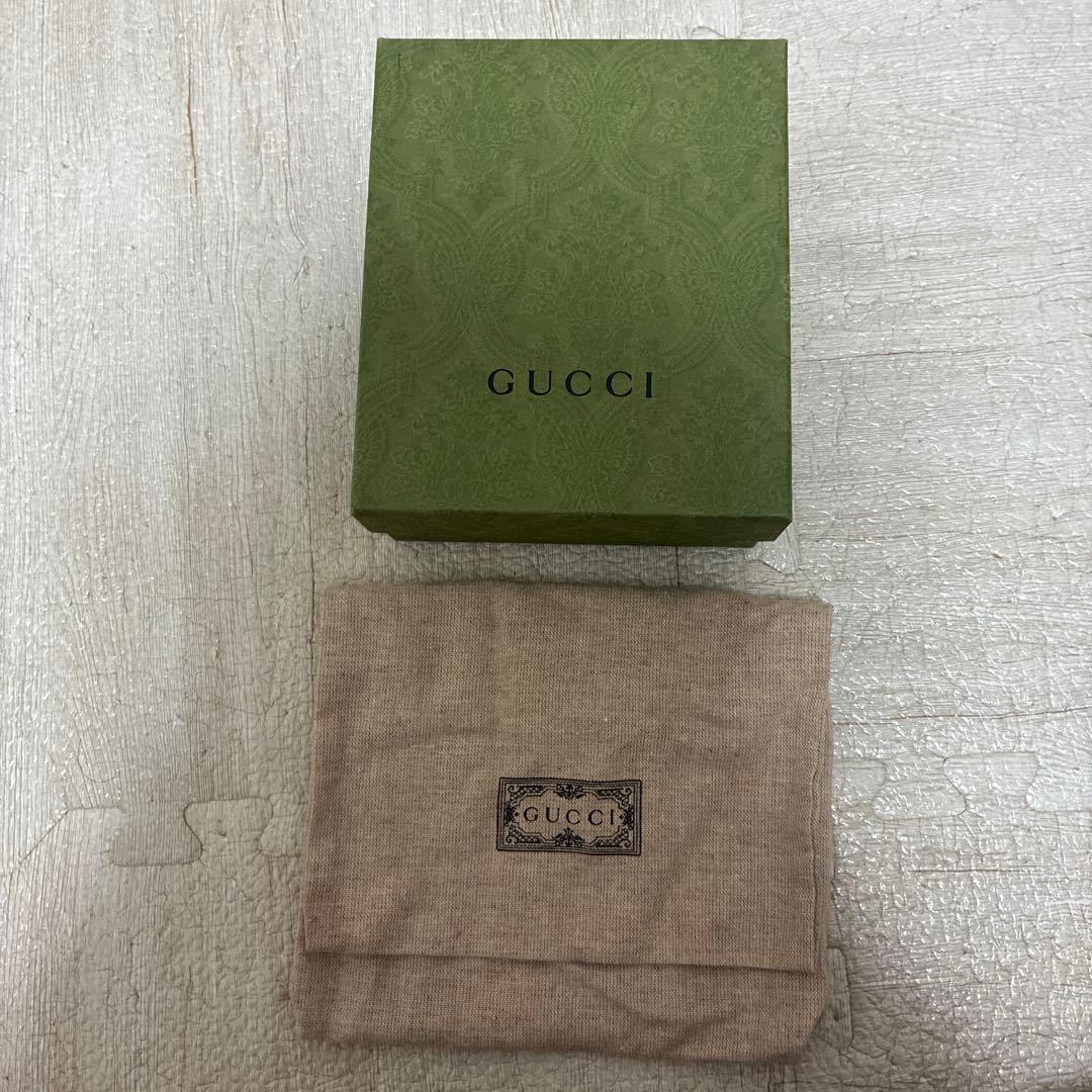 GUCCI 二つ折り財布 黒 ベージュ マーモント