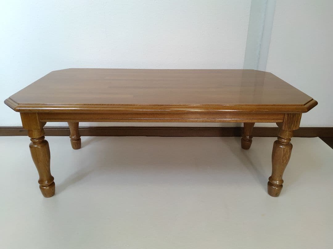 カントリー家具 オーク材 センターテーブル 天然木 オーク材 八角形 ろくろ脚