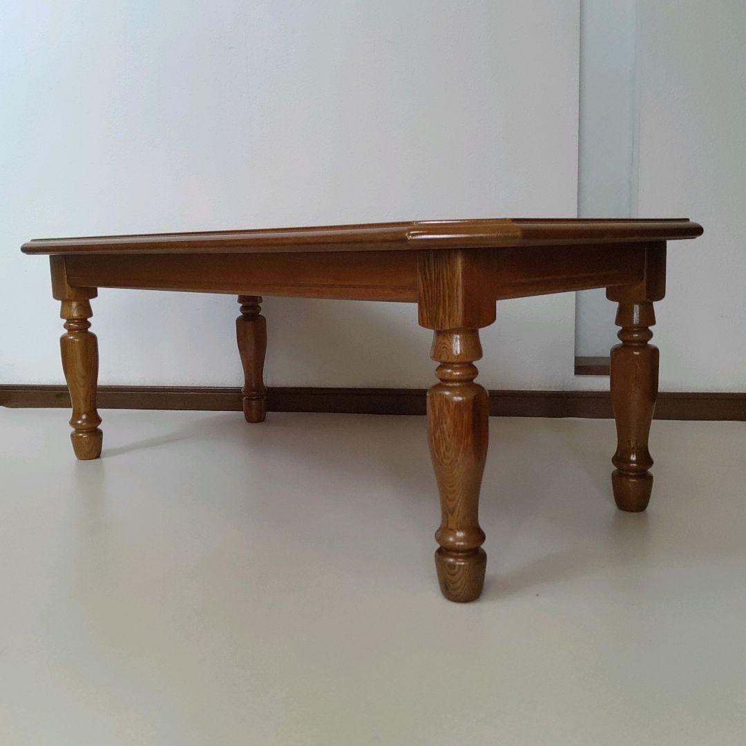 カントリー家具 オーク材 センターテーブル 天然木 オーク材 八角形 ろくろ脚