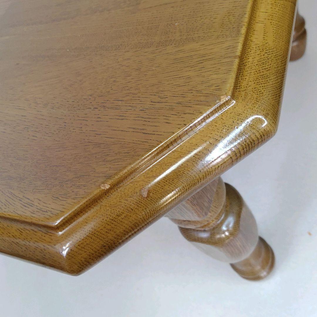 カントリー家具 オーク材 センターテーブル 天然木 オーク材 八角形 ろくろ脚