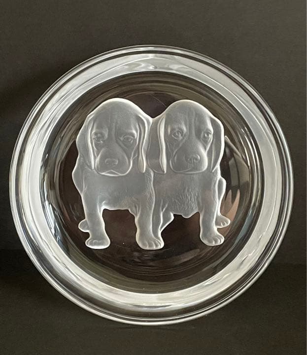 クリスタルトレー飾り皿　ビーグル犬