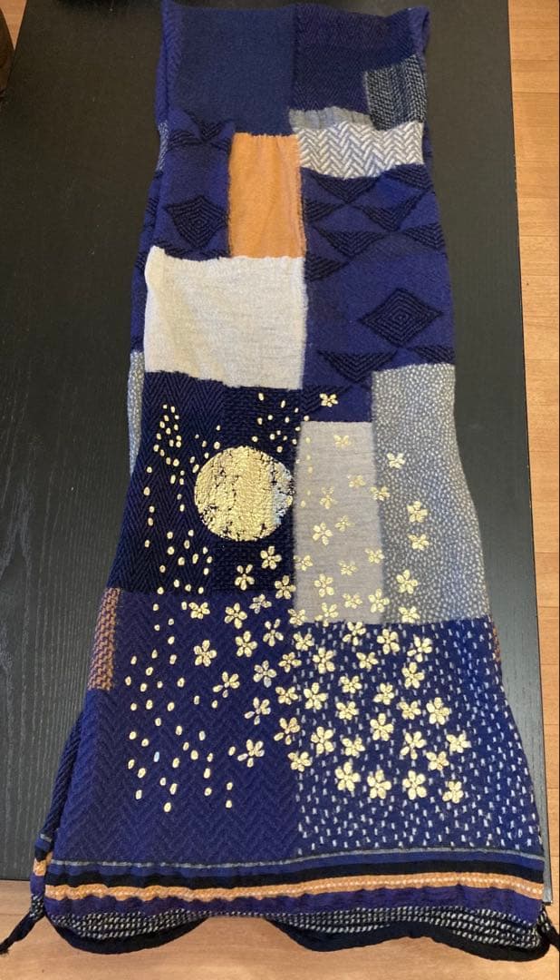 kapital キャピタル 縮絨ウールBOROパッチワークマフラー（箔プリント）