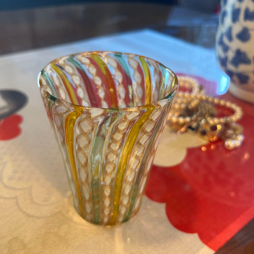 A1051 アンティーク　和ガラス　日本の工芸グラス　レースガラス