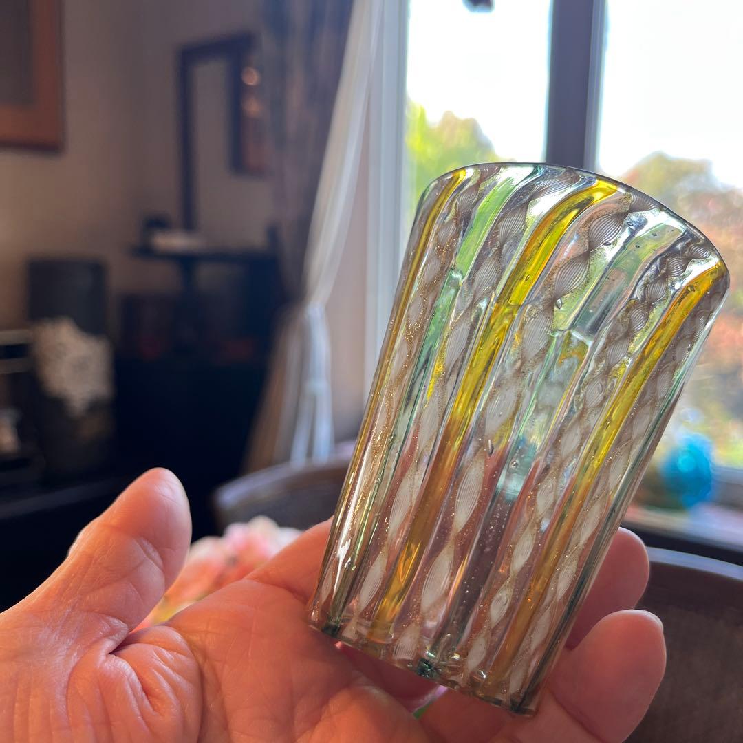 A1051 アンティーク　和ガラス　日本の工芸グラス　レースガラス