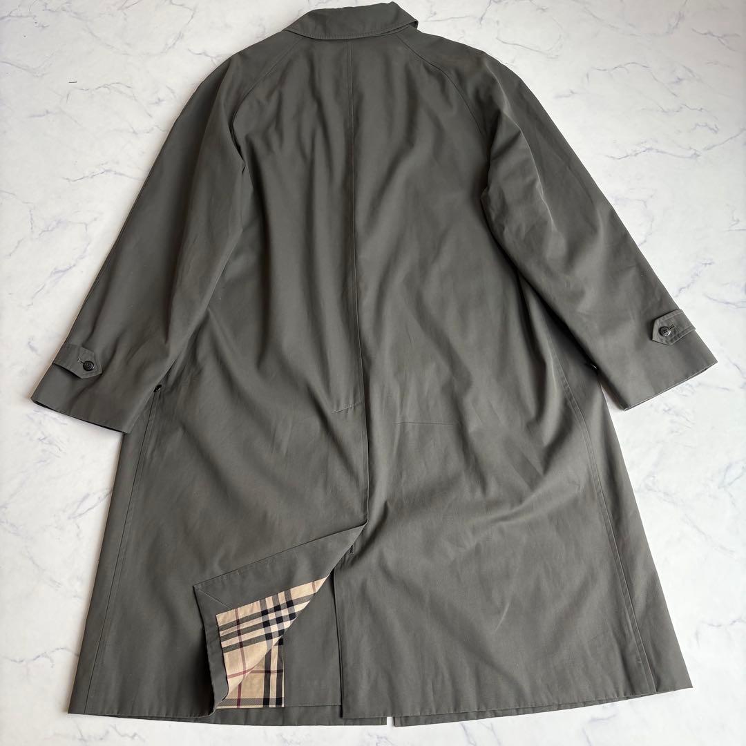 極美品 バーバリー ロンドン ステンカラーコート カーキ ノバチェック XL