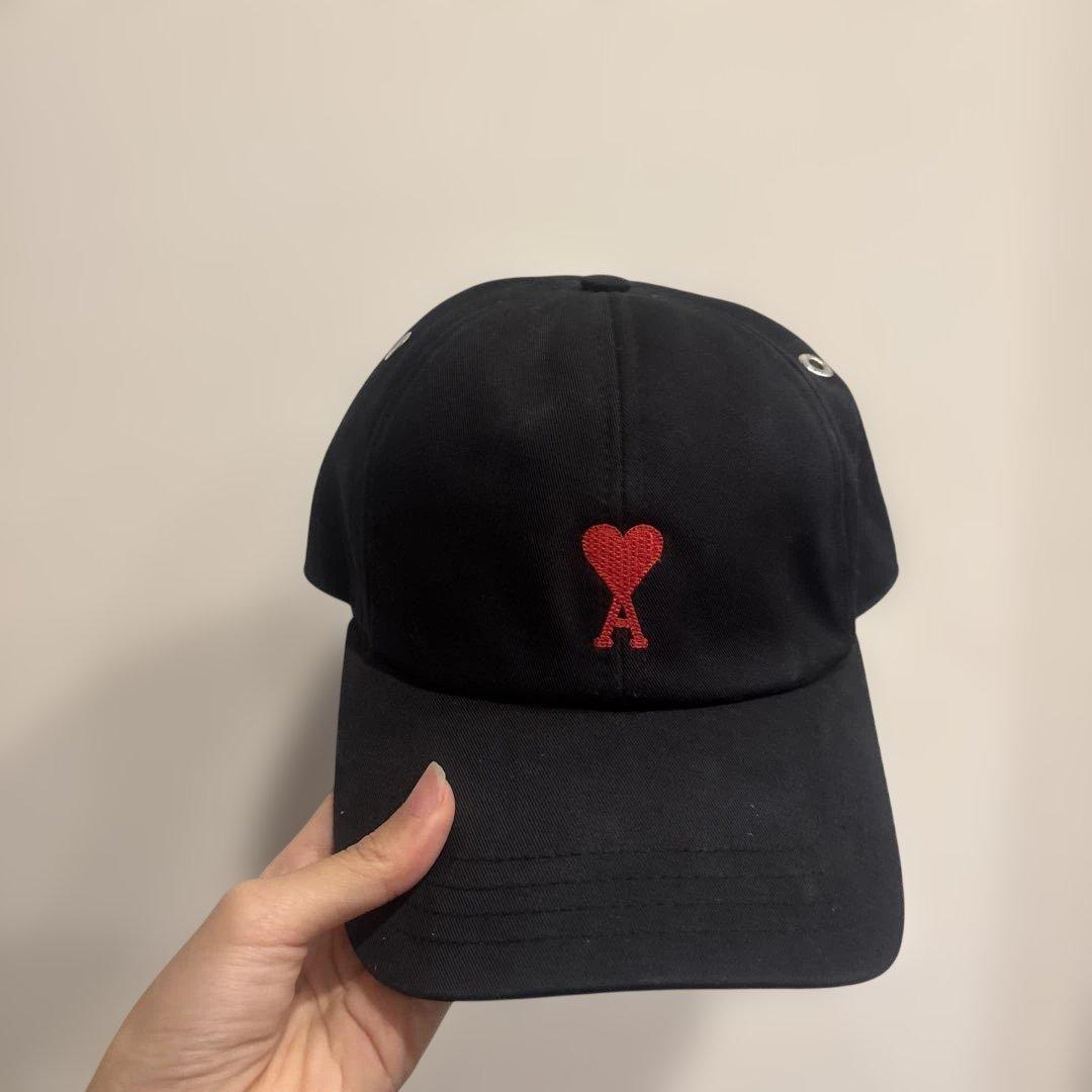ami paris ハートロゴ キャップ 黒
