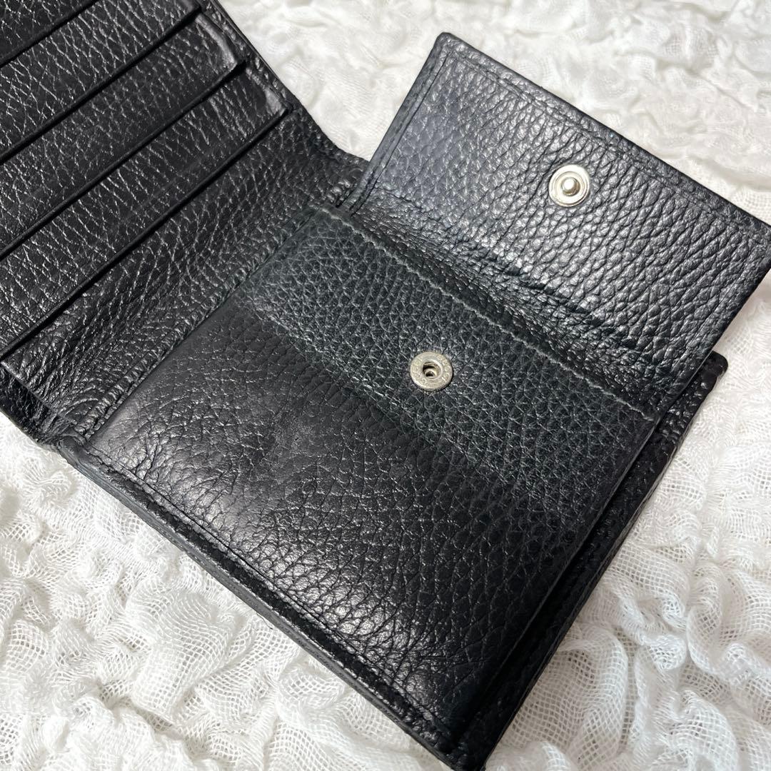 GUCCI ブラック GGパターン 二つ折り財布　グッチ　レザー　ナイロン