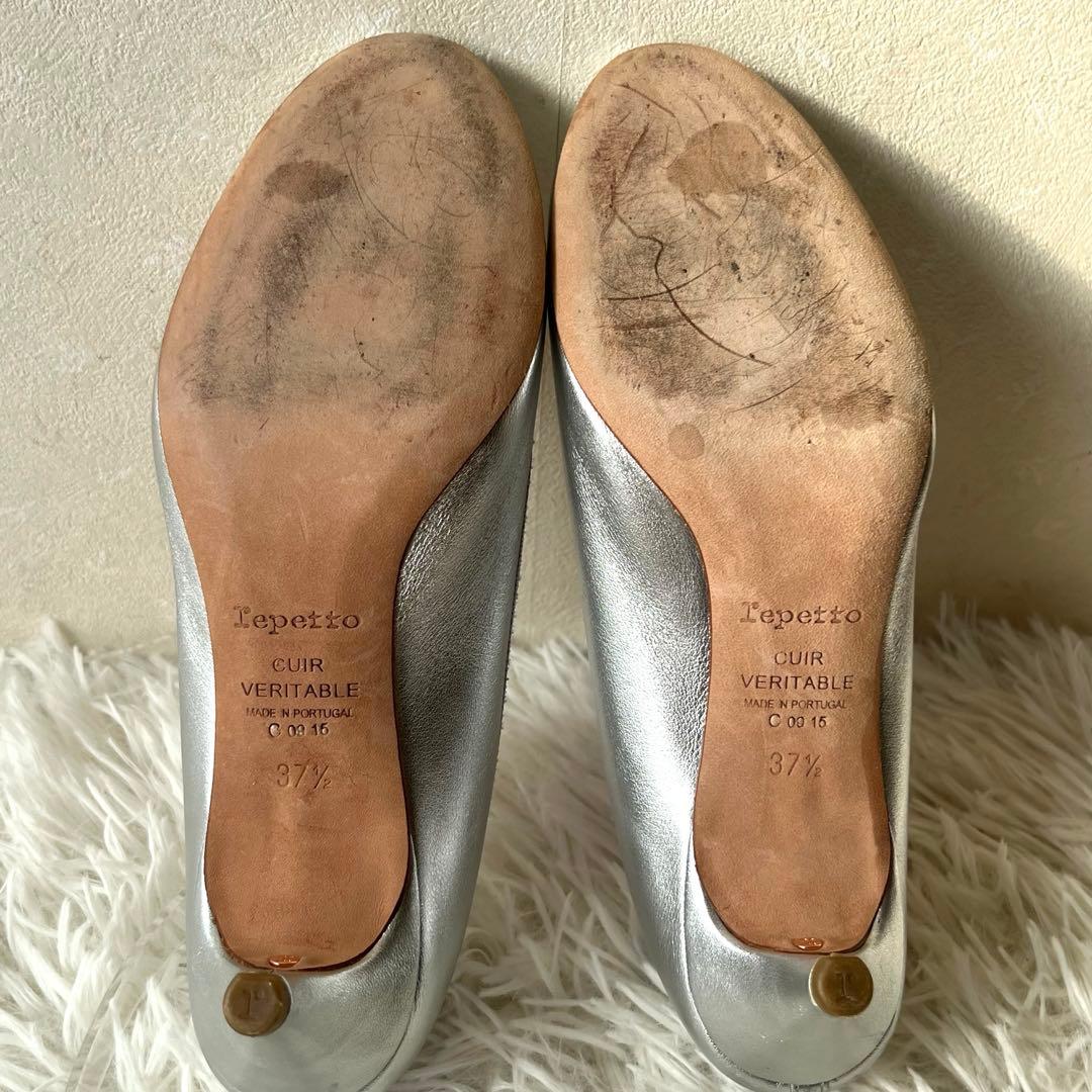 未使用級　repetto レペット パンプス バレエシューズ ヒール シルバー