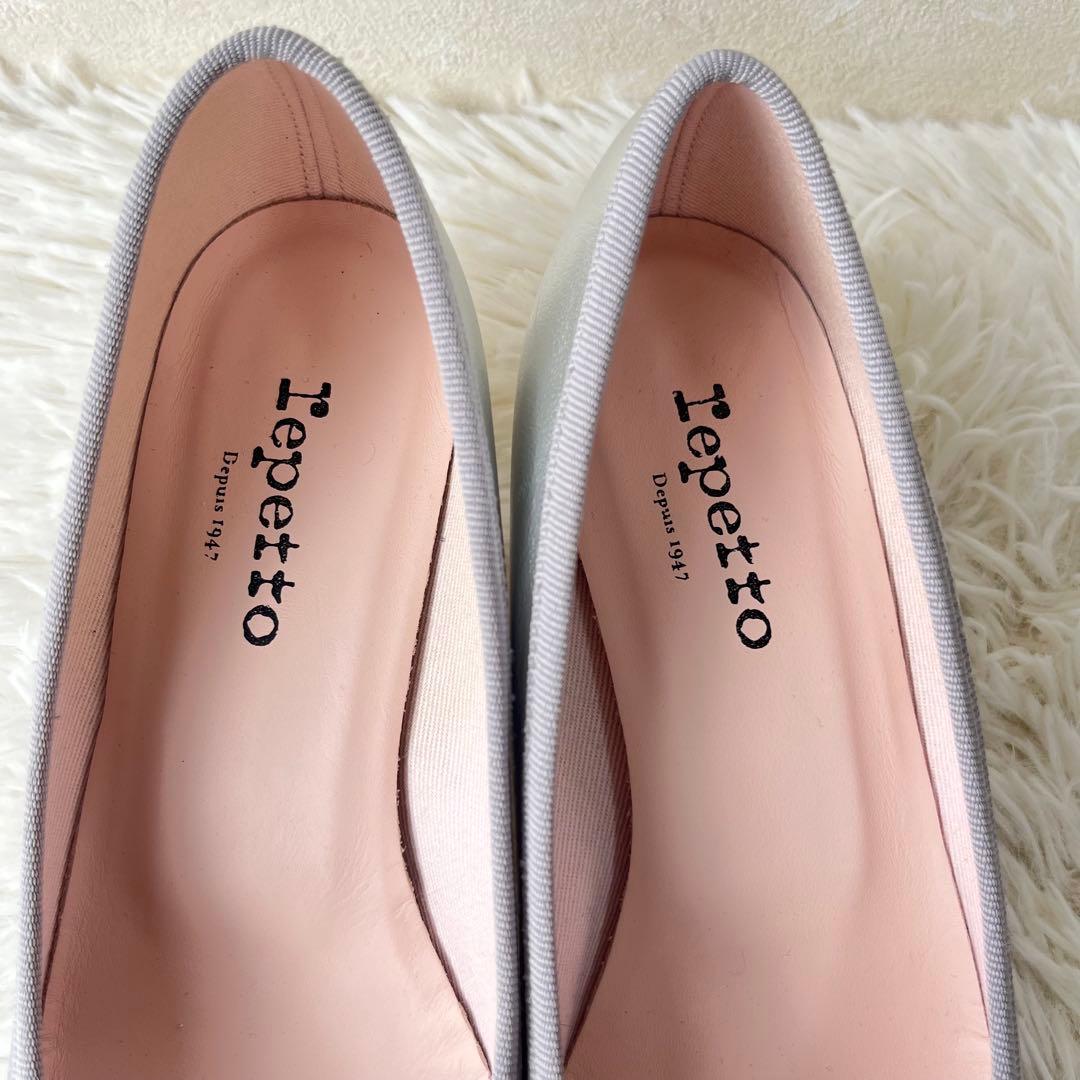 未使用級　repetto レペット パンプス バレエシューズ ヒール シルバー