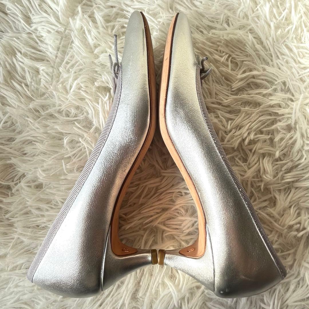 未使用級　repetto レペット パンプス バレエシューズ ヒール シルバー