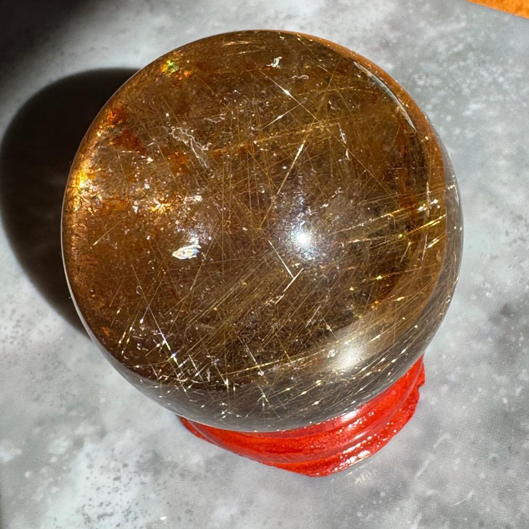 金運アップ◇ゴールドルチルクォーツ◇丸玉　約44.5㎜