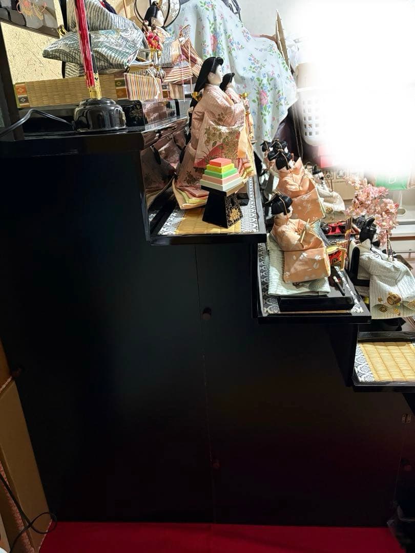 雛人形 七段飾り 15人揃い ①② 親王/官女/五人囃子/随身/仕丁 ※シミあり