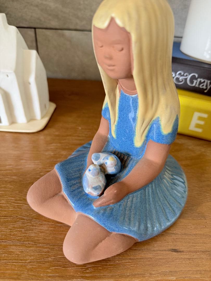 Jie gantofta 鳥と少女のオブジェ