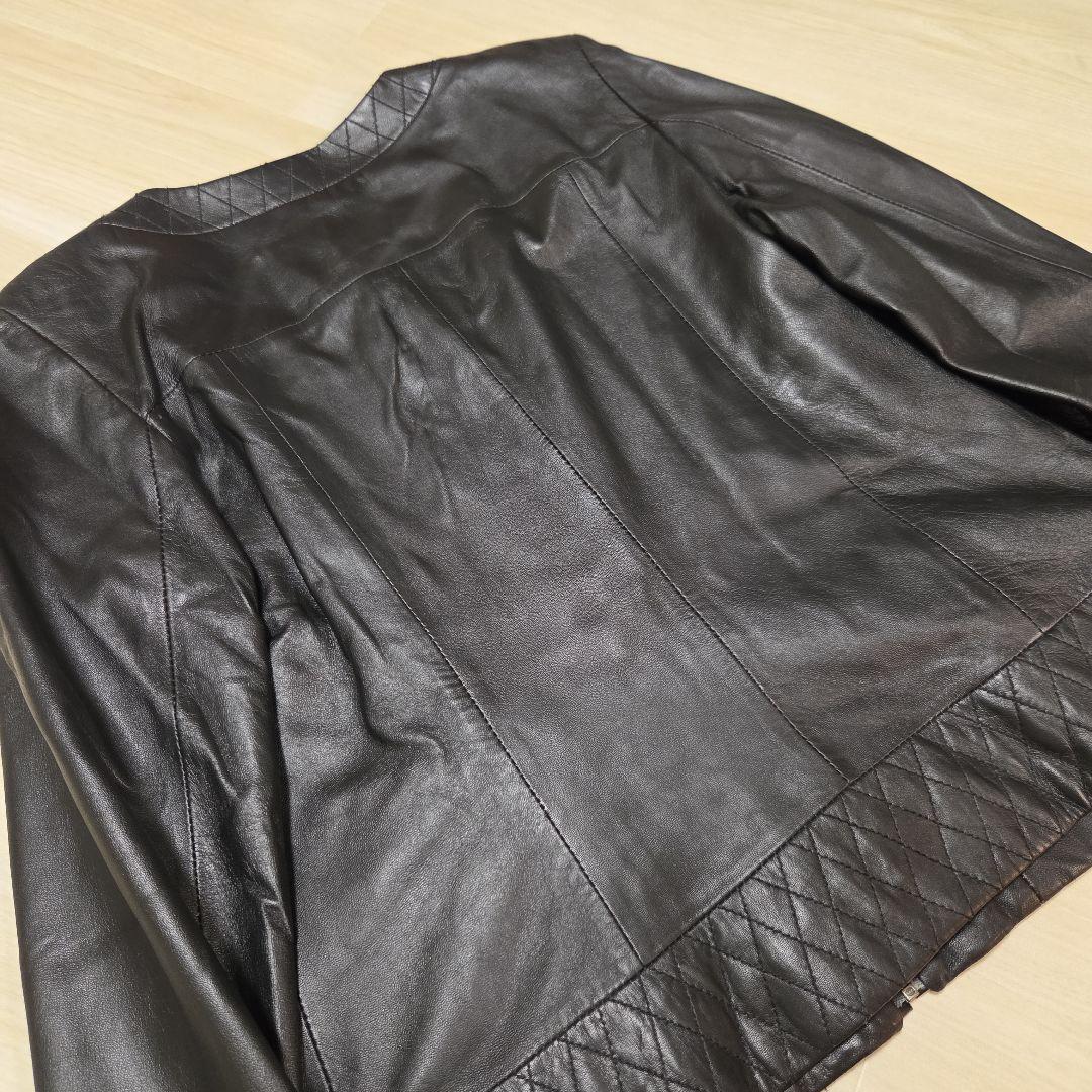 【美品】黒レザー羊革ジャケット キルティングデザイン