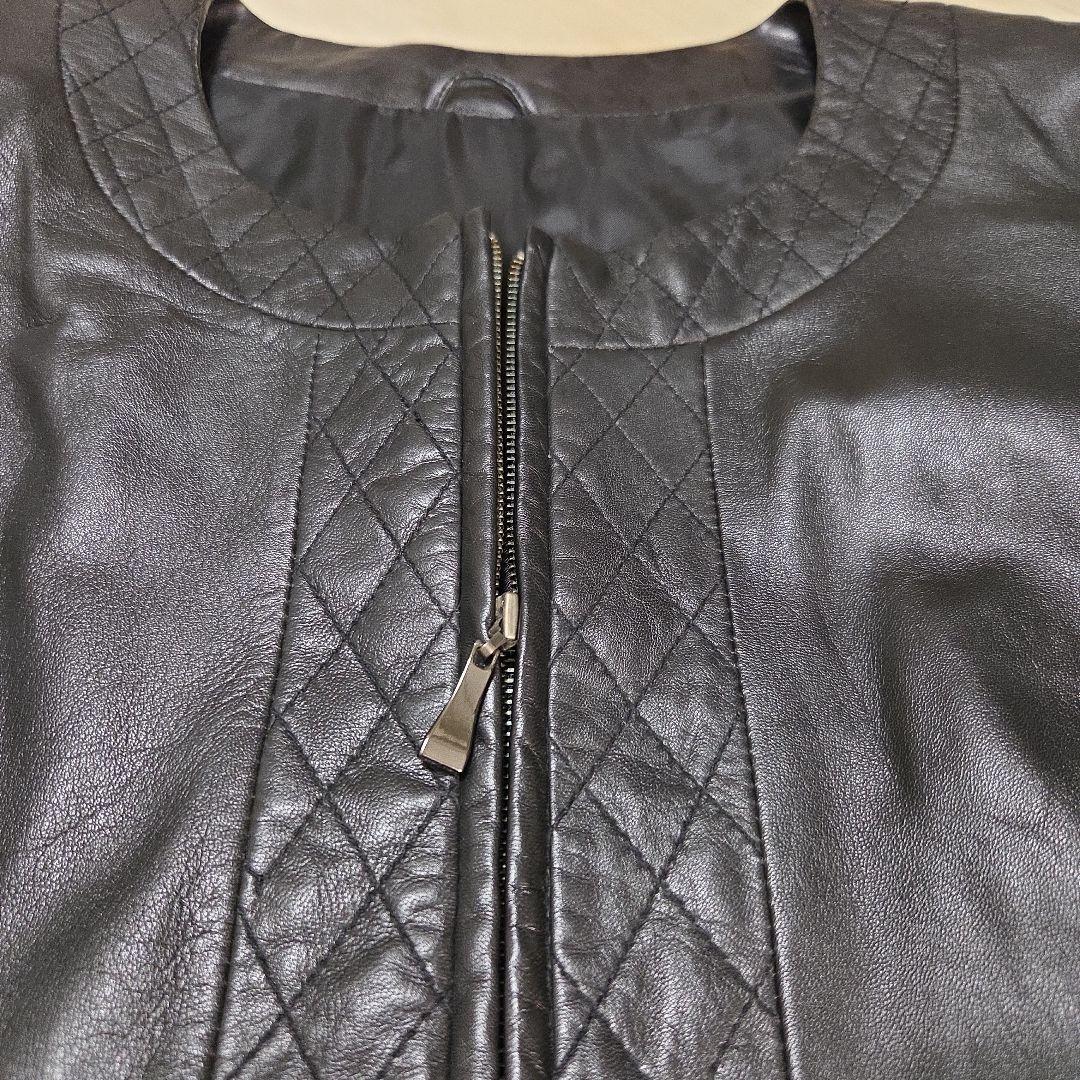 【美品】黒レザー羊革ジャケット キルティングデザイン