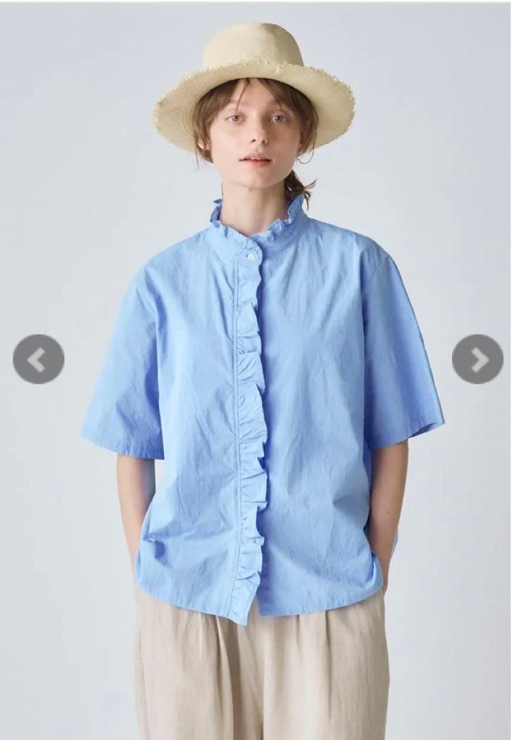 ハーフスリーブフリルショートシャツ