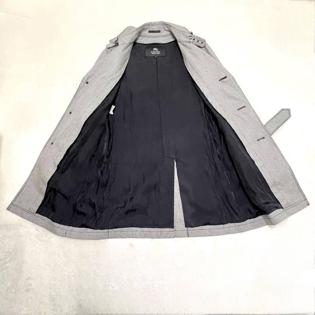 【美品✨】バーバリーブラックレーベル　トレンチコート　ロング　千鳥格子M