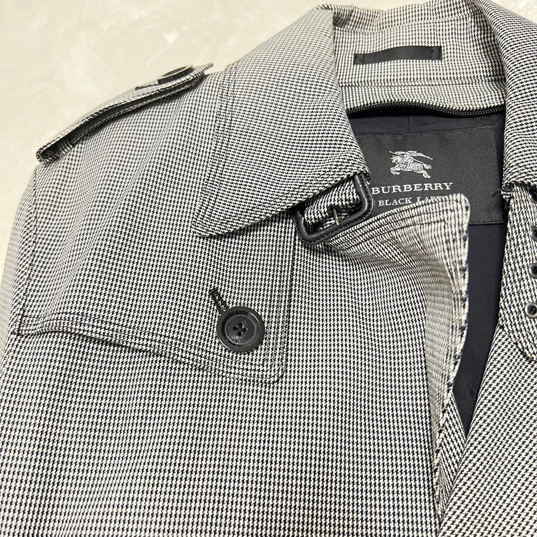 【美品✨】バーバリーブラックレーベル　トレンチコート　ロング　千鳥格子M