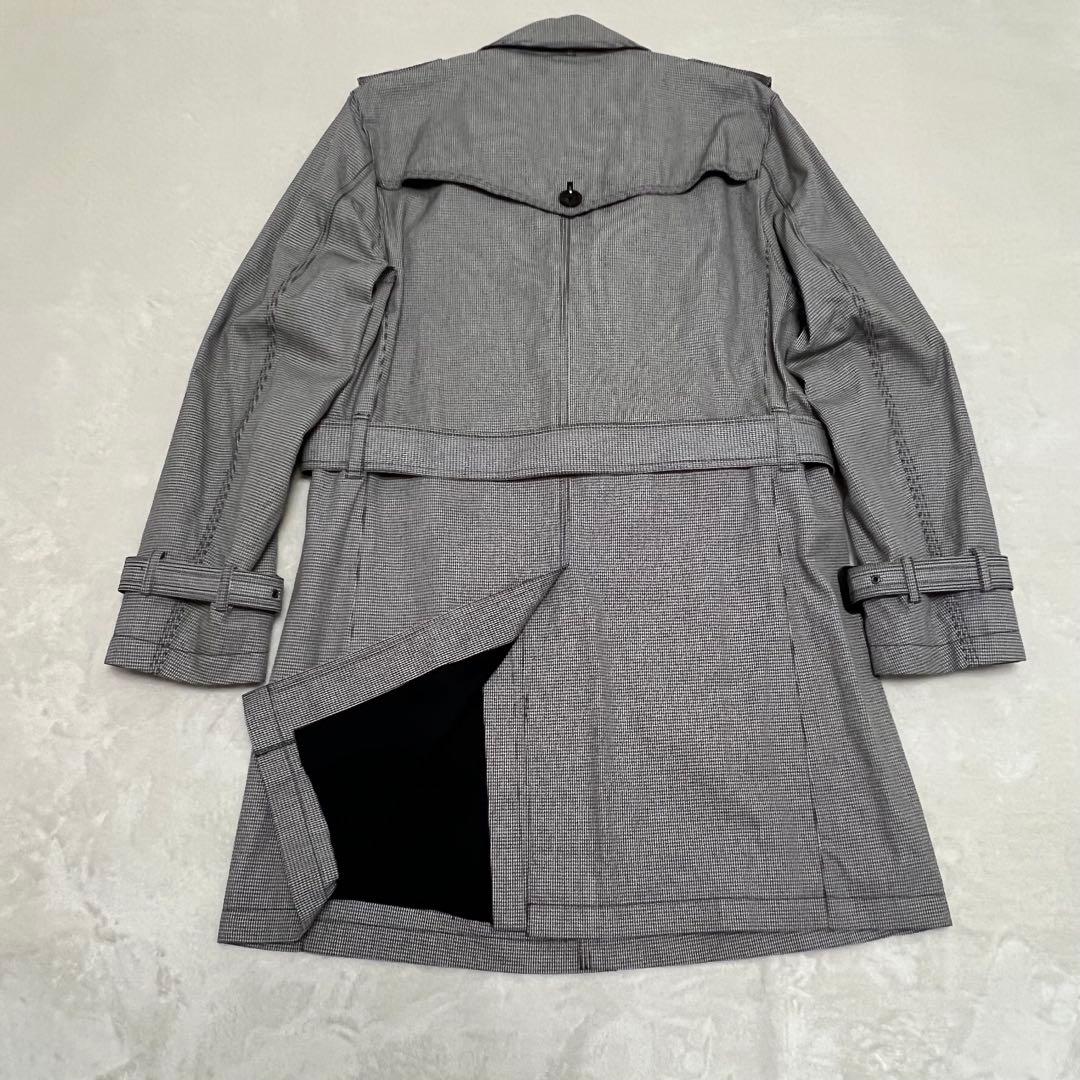 【美品✨】バーバリーブラックレーベル　トレンチコート　ロング　千鳥格子M
