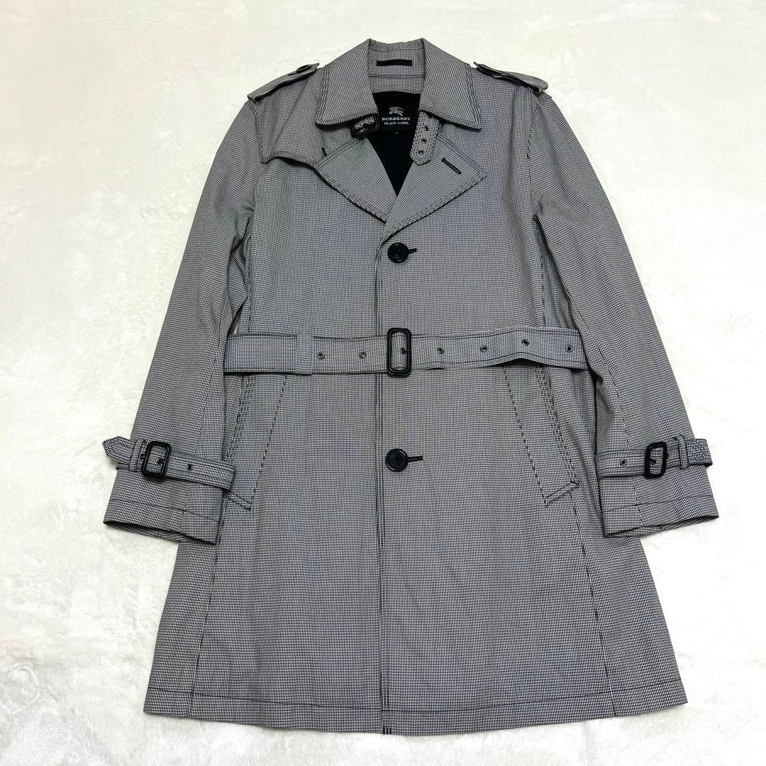【美品✨】バーバリーブラックレーベル　トレンチコート　ロング　千鳥格子M