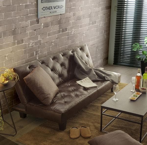 ソファーベッド ソファー 180 合皮 レザー 3人掛け ブラウン 新品