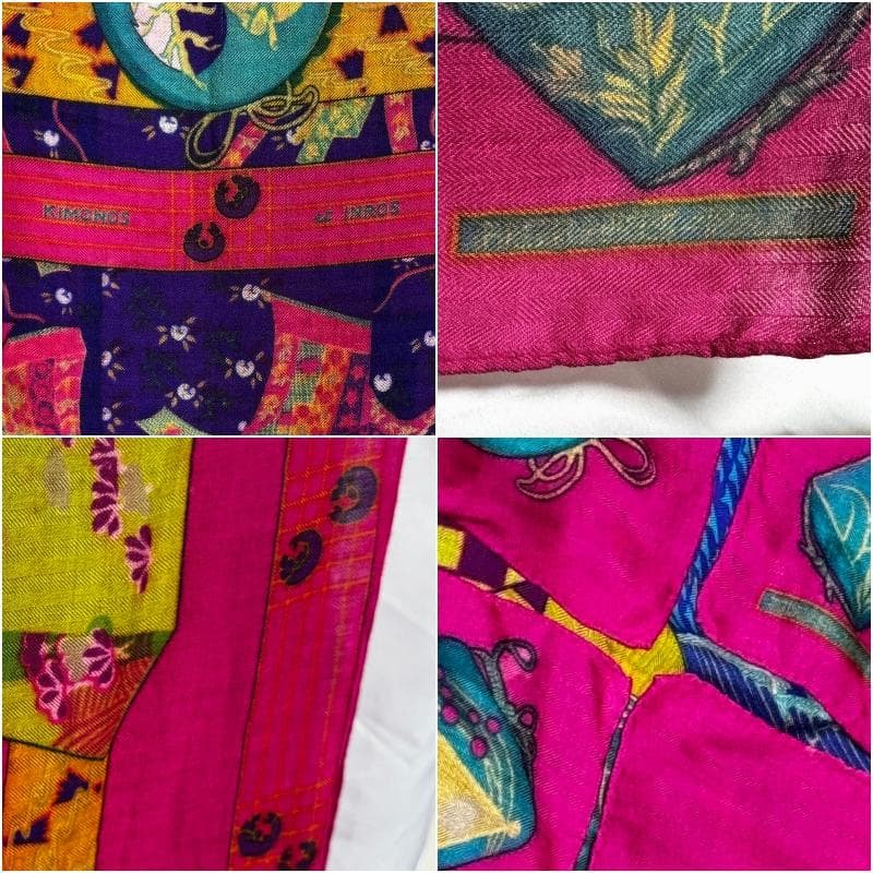 エルメス　カレジェアン140　カシシル　スカーフ　着物と印籠　ピンク系