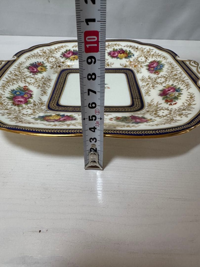 コウルドン 金彩 コバルトブルー 花柄 スクエアプレート 英国皿26cm