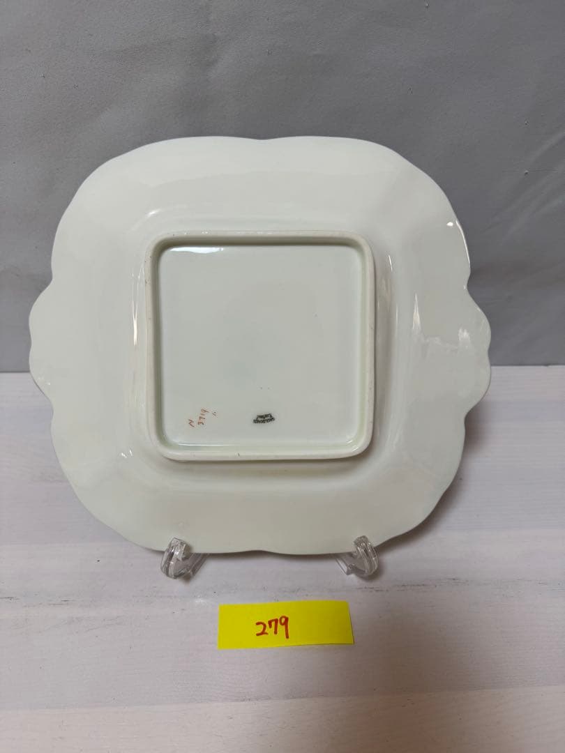 コウルドン 金彩 コバルトブルー 花柄 スクエアプレート 英国皿26cm