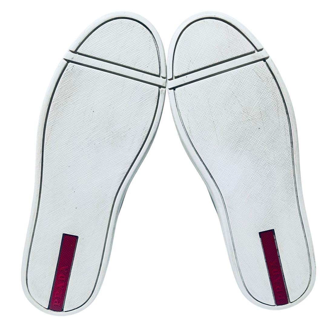 【正規美品】PRADA 3E6187 シルバースニーカー 37(23.5~24)