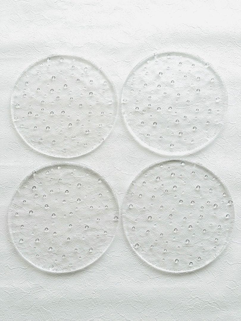 スガハラ ドロップレット 丸形プレート 24㎝ クリアー 3枚セット 新品未使用
