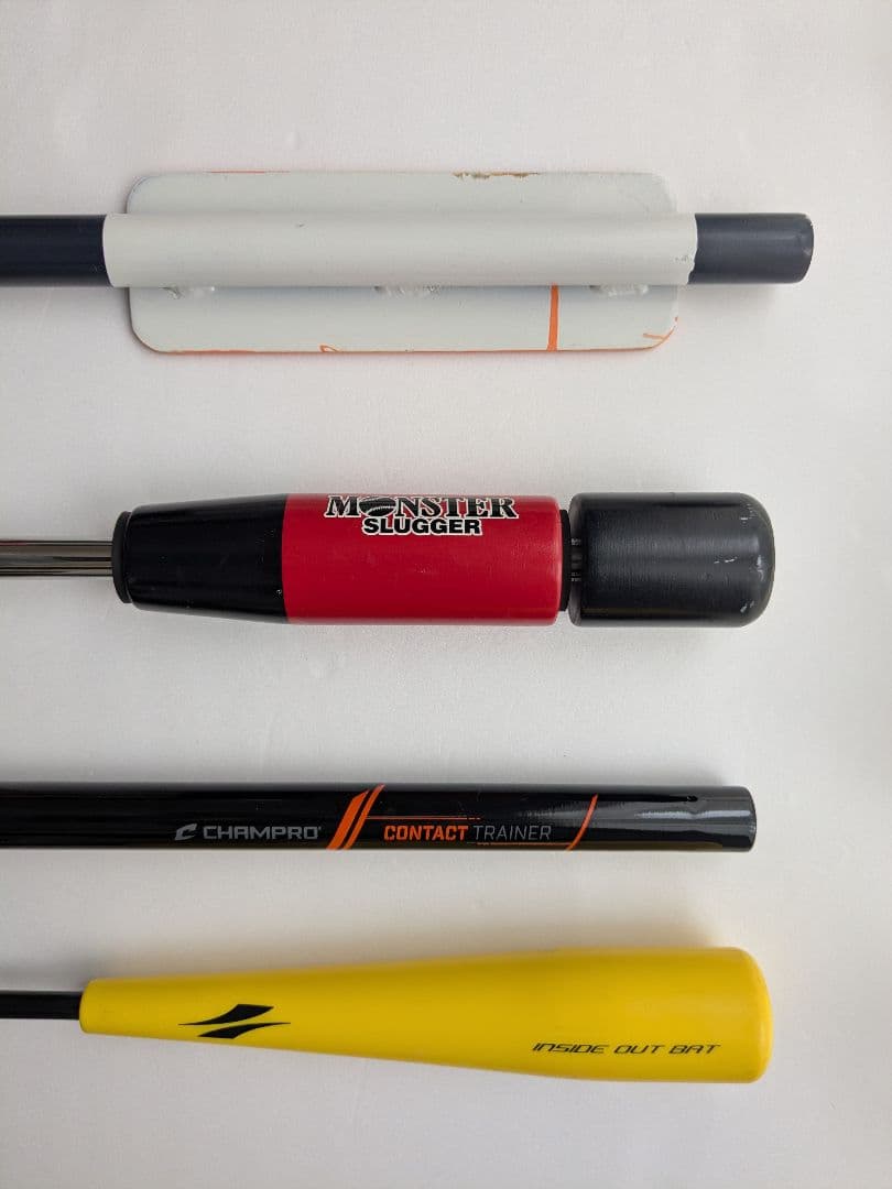 トレーニングバット4本 コンタクト・Mスラッガー・インサイドアウト・板バット