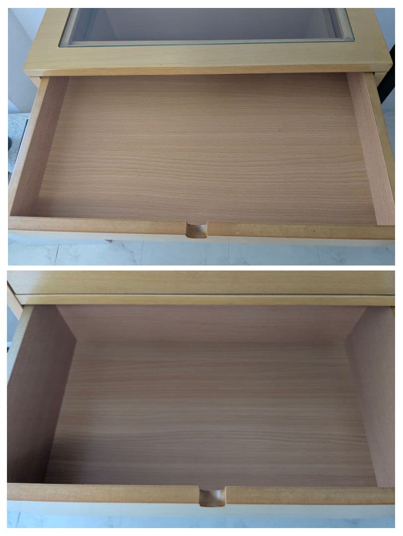 ILLUMS 北欧モダン 五段 キャスター ディスプレイチェスト ガラス天板