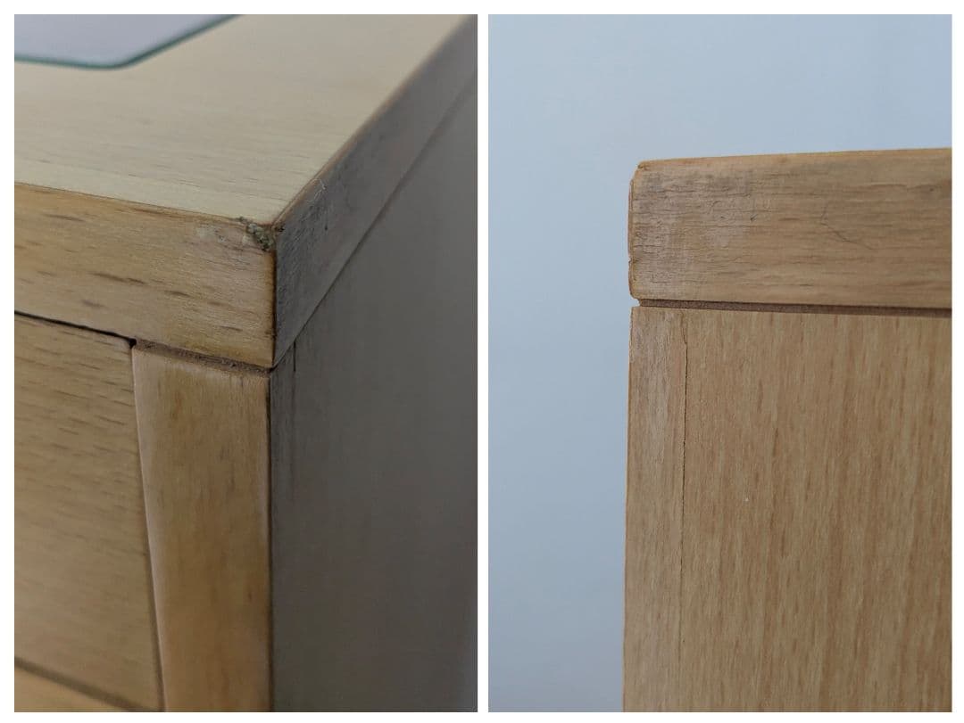 ILLUMS 北欧モダン 五段 キャスター ディスプレイチェスト ガラス天板