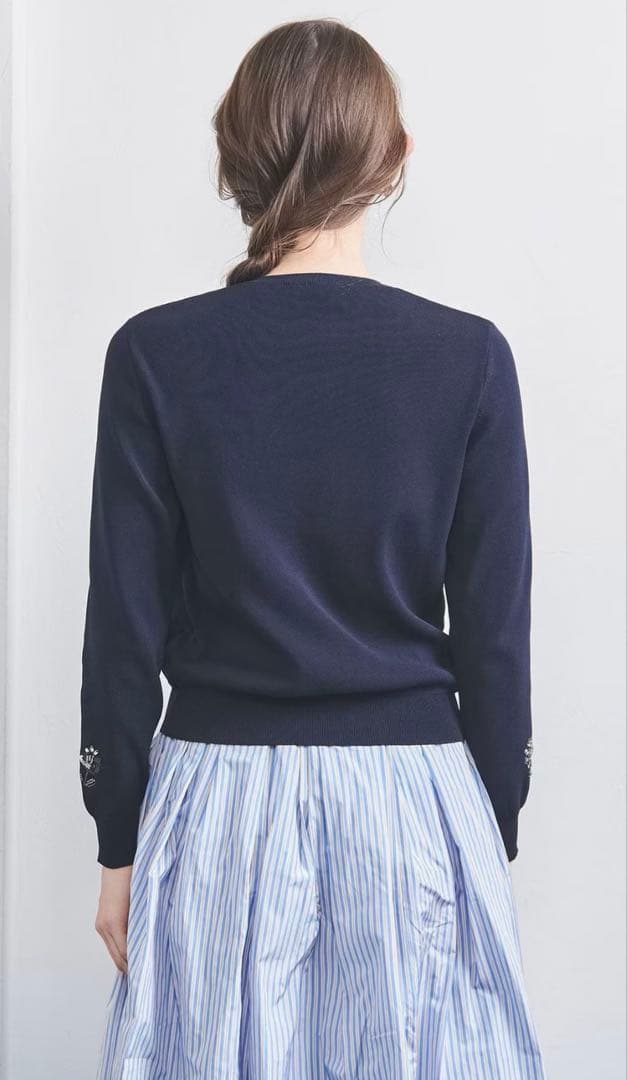 UNITED ARROWSフラワー ビジュー ロングスリーブ ニット