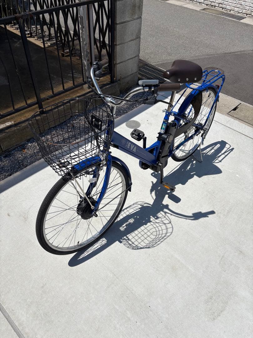 青色 電動アシスト自転車 シティタイプ