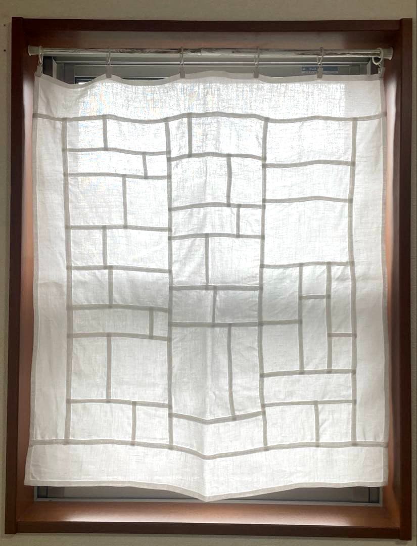 ③ ポジャギ　ハンドメイド　リネン100% 麻　白　ホワイト　70×78