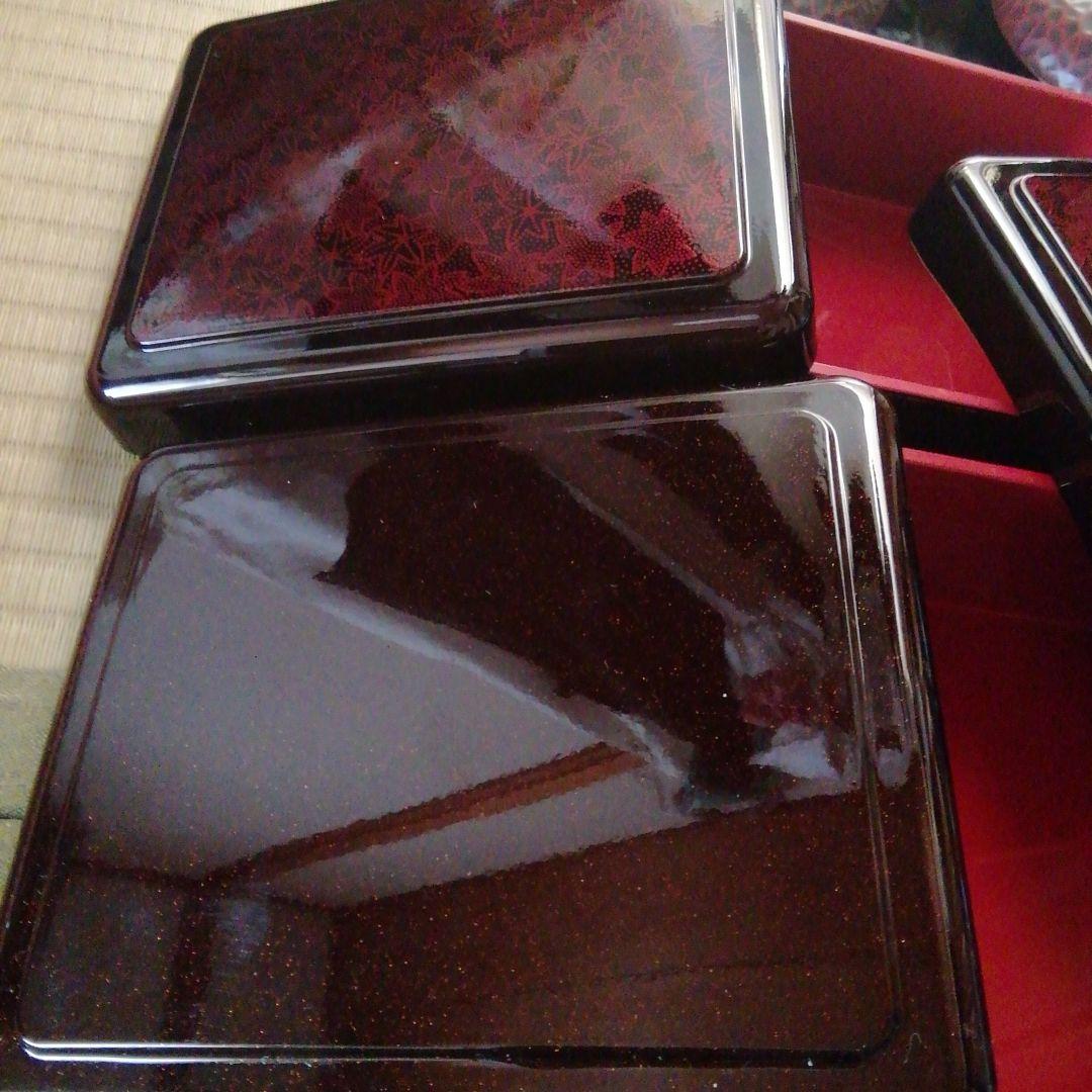 一*子様 うな重箱　お吸い物碗　セット　山中漆器　土用丑の日　鎌倉彫　松　もみじ