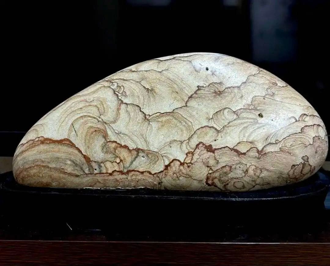 [珍] 自然石　水福メノウ　景色紋様石　両面磨き　鑑賞石　置物　2006g