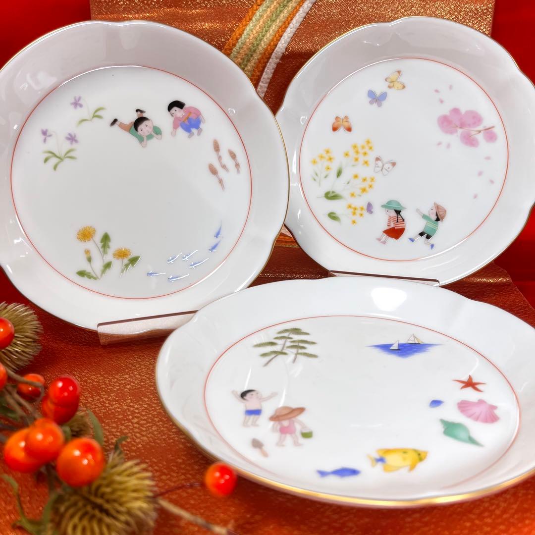 【天然石】 香蘭社 四季わらべ唄 金彩色絵 銘々皿 セット 他おまとめ