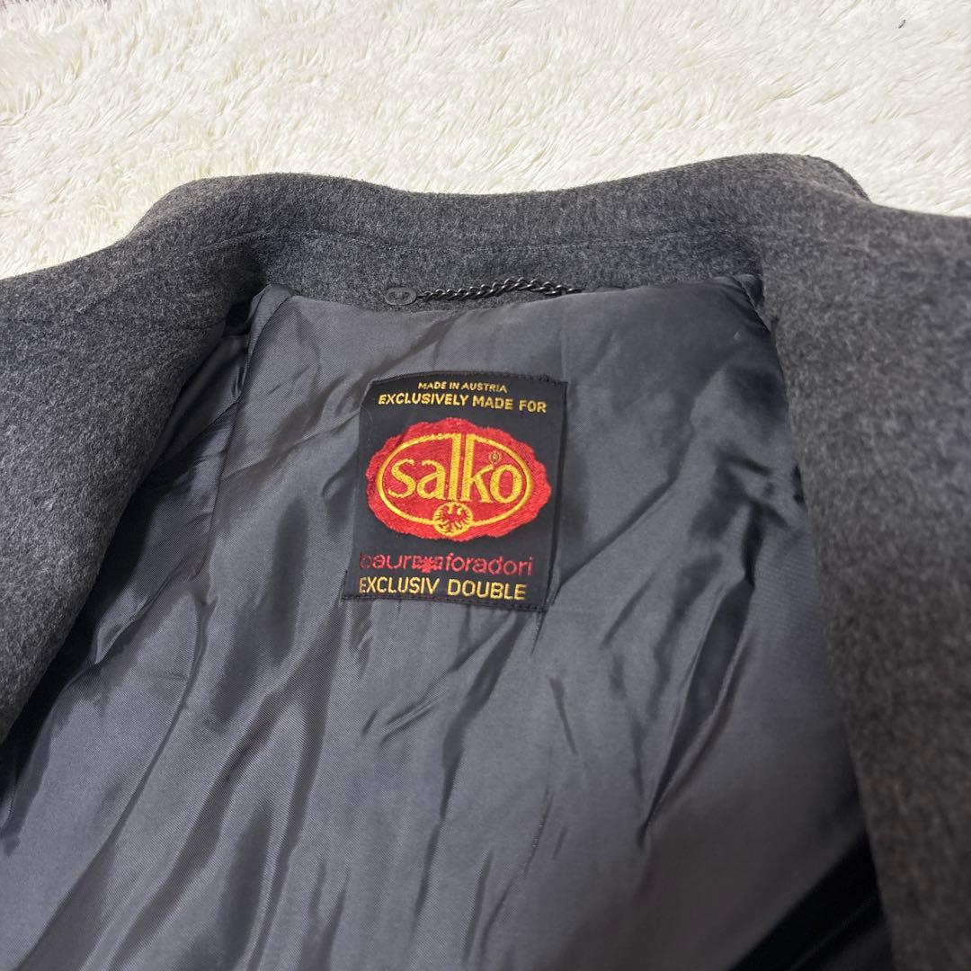 美品【レアカラー】salko ローデンコートXL　灰　膝下　くるみB 裏チェック